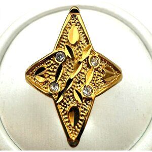 Gold Tone Starburst Statement Ring Rhinestone Accent Ring